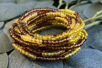 Waist Beads / Afrikaanse Heupketting - EKOSA- Geel / bruin (, Ophalen of Verzenden, Nieuw