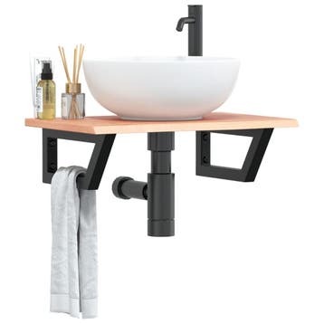 vidaXL Badkamer wandschap staal en massief eikenhout, Verzenden, Nieuw