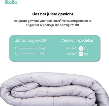2dekans | Litollo Verzwaringsdeken Kind 4,5 kg Met, Ophalen of Verzenden, Zo goed als nieuw