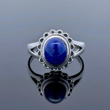 Zilver - Ring - Natuurlijke lapis lazuli