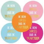 5x Stickers Ik ben jarig dus ik trakteer voorjaar, Ophalen of Verzenden, Nieuw, Meerdere stickers