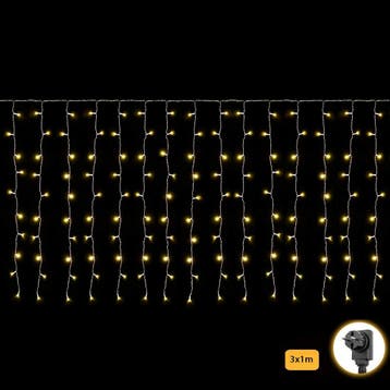 Led gordijn kerst - 3 x 1 meter - warm wit - 150 leds, Diversen, Ophalen of Verzenden, Nieuw