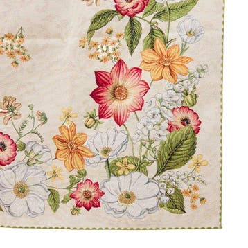 AA151 - Gobelin tafellaken met bloemmotief en groene rand -