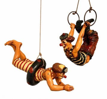 Beeld, Vintage hangende clown-sculpturen - 59 cm - Hars -