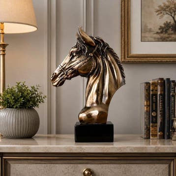 sculptuur, Luxury Bronze Effect Resin Horse Head Sculpture, Antiek en Kunst