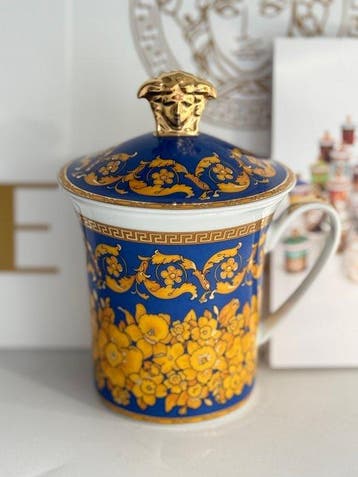 Rosenthal - Versace - Mok - Floralia Blue bekers met deksel