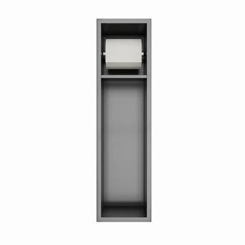 Inbouw toiletrolhouder-closetborstel houder gun metal zonder, Verzenden, Nieuw