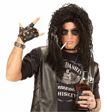 Rocker Pruik zwart Heren en Dames, Verzenden, Nieuw