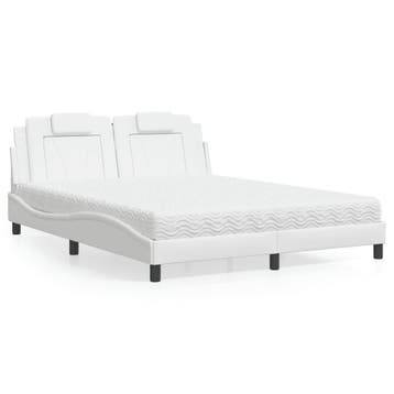 vidaXL Bed Viana met matras kunstleer wit 160x200 cm, Huis en Inrichting, Slaapkamer | Bedden, Overige materialen, Verzenden, Wit