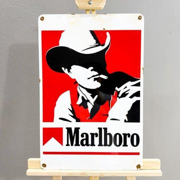 Sign - Marlboro - Marlboro Cowboy Vintage Advertising Sign –
