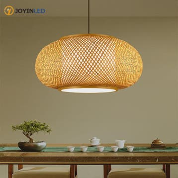 Bamboe Hanglamp Natuurlijk Rotan - Handgeweven, E27 Fitting,, Huis en Inrichting, Verzenden, Nieuw