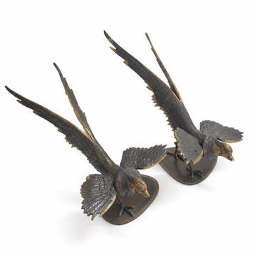 sculptuur, 2 Bronze Pheasants - 30 cm - Brons