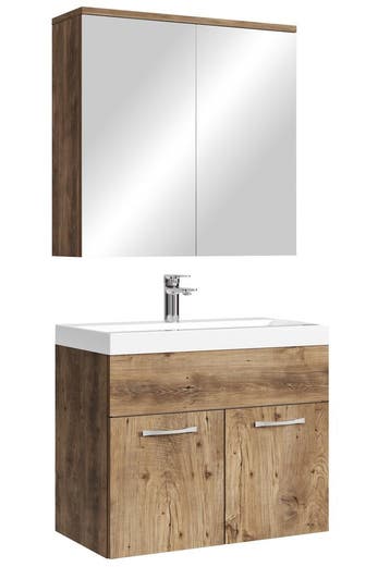 Badkamermeubel Set Montreal 01 60 cm Bruin Eiken Badmeubel, Huis en Inrichting, Badkamer | Badkamermeubels, Verzenden, Nieuw, Wastafelkast