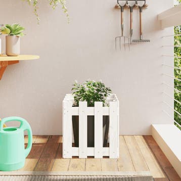 vidaXL Plantenbak met hekontwerp 40x40x40 cm massief, Tuin en Terras, Verzenden, Minder dan 60 cm, Nieuw, Hout