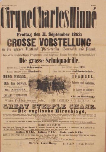 Clown Rebeschky führt dressierte Hunde vor - 1863