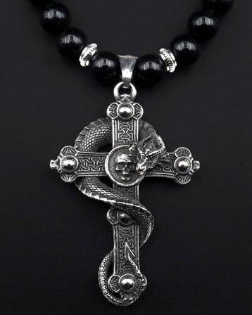 obsidiaan - Gothische kruis ketting – Het symbool van de