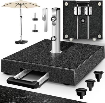 tillvex® Graniet Parasolstandaard met roestvrijstalen buis,, Tuin en Terras, Verzenden, Zo goed als nieuw