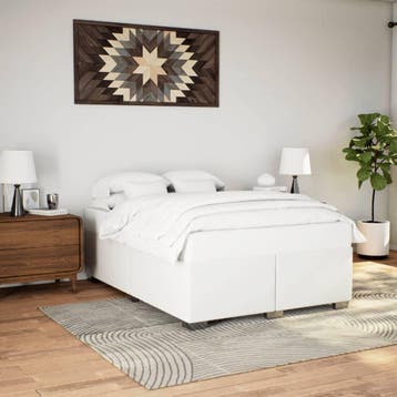 vidaXL Bedframe kunstleer wit 160x200 cm, Overige materialen, Verzenden, Wit, 200 cm