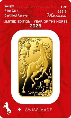 1 oz Goudbaar - Argor-Heraeus - Year of the Horse, Verzenden, Goud
