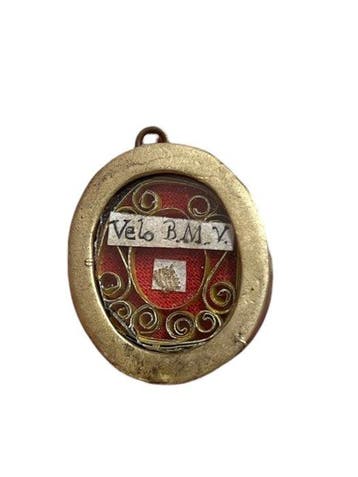 Reliekhouder - Brons, Gouden cartouche, Glas - 20e eeuw -
