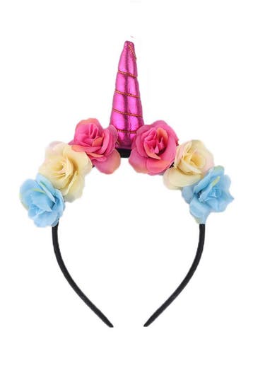 KIMU® Bloemen Eenhoorn Haarband Roze Unicorn Diadeem Pink Ho, Ophalen of Verzenden, Nieuw, Carnaval, Accessoires