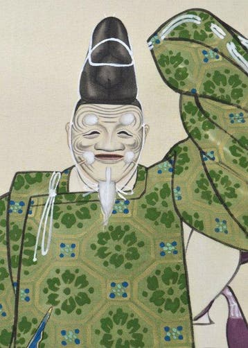 Japanse hangende rol - Noh-schilderij Okina - Zijde -