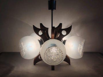 Spase Age futurist design - Plafondlamp - Hout, Glas