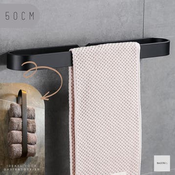 Nieuw Handdoekhouder Handdoekrek Zwart Plakken of Boren 50CM, Ophalen of Verzenden, Nieuw, Zwart, Handdoekenrek