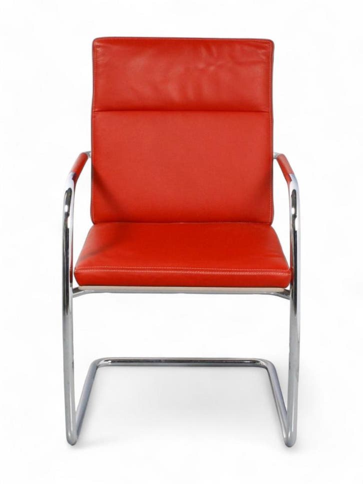 Thonet S61 vergaderstoel, rood-chrome, Huis en Inrichting, Stoelen, Overige kleuren, Gebruikt, Ophalen of Verzenden