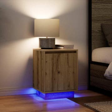 vidaXL Nachtkastjes met led-verlichting 2 st ambachtelijk, Verzenden, Nieuw, Hout