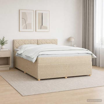 vidaXL Boxspringbed met matras Crèmekleurig 160 x 200 cm, Verzenden, Nieuw, Tweepersoons, Crème