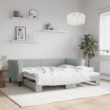 vidaXL Slaapbank met onderschuifbed 90x190 cm fluweel, Huis en Inrichting, 90 cm, Eenpersoons, Verzenden, Nieuw