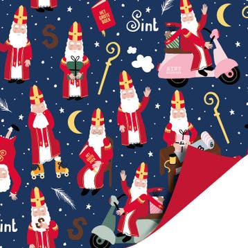 3m Cadeaupapier Sint Blauw Rood (Cadeaupapier 3M), Diversen, Cadeaupapier, Ophalen of Verzenden, Nieuw