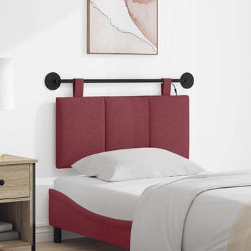 vidaXL Hangend hoofdbord Met LED-verlichting Wijnrood Stof, Verzenden, Nieuw, Rood, Stof