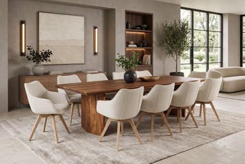 Eettafel DIAMOND 240cm sheesham hout bruin stone finish -, Huis en Inrichting, Ophalen of Verzenden, Nieuw
