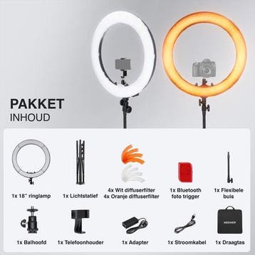 Neewer Ringlamp met Statief - Studiolamp - 18 Inch, Huis en Inrichting, Verzenden, Nieuw