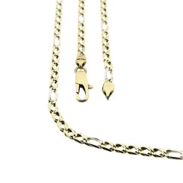 Bicolor gouden Figaro schakelketting, Ophalen of Verzenden, Gebruikt, Goud, Goud