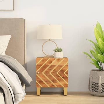 vidaXL Nachtkastje massief mangohout bruin en zwart, Huis en Inrichting, Slaapkamer | Nachtkastjes, Minder dan 45 cm, Verzenden
