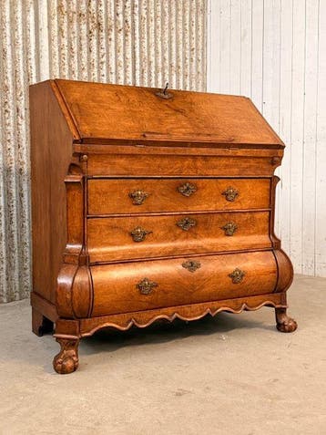 Secrétaire - klepbureau, buro, secretaire, bureau - Walnoot,