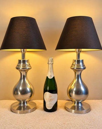 Tafellamp (2) - Trophy - Chroom, Staal, Textiel - Set