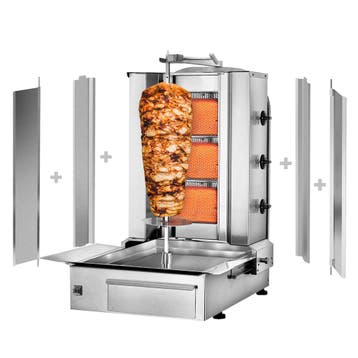 GGM Gastro | Gas Dönergrill / Shoarmagrill - 3 branders - |, Verzenden