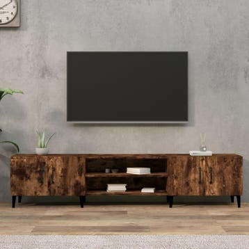 vidaXL Tv-meubel 180x31,5x40 cm bewerkt hout gerookt, Verzenden, 150 tot 200 cm, Nieuw, Minder dan 100 cm