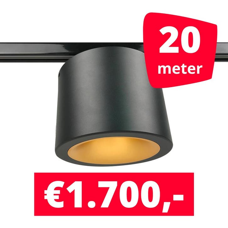 *TIP* LED Railverlichting CAN Horeca Black 20 Spots 2200K +, Zakelijke goederen, Kantoor en Winkelinrichting | Winkel en Inventaris