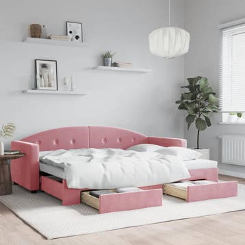 vidaXL Slaapbank met onderschuifbed en lades 80x200 cm, Eenpersoons, Verzenden, Nieuw, 80 cm