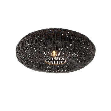Retro plafondlamp zwart touw 50cm - Lina, Verzenden, Nieuw