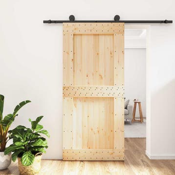 vidaXL Schuifdeur 95 x 210 cm Massief Grenenhout, Doe-het-zelf en Verbouw, Deuren en Horren, Verzenden, Nieuw