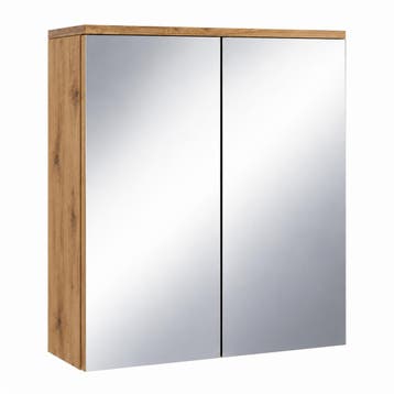 Spiegelkast Toledo 60 x 20 x 60 cm Eiken Badkamerkast, Huis en Inrichting, Verzenden, Nieuw, Spiegelkast