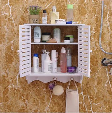 2-Laags Wandkast Wit –PVC Wandrek met Deuren en Haken, Badka, Huis en Inrichting, Kasten | Wandmeubels, Verzenden, Nieuw