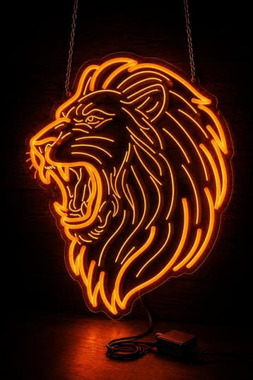 Neon Oranje Leeuw LED Verlichting Wanddecoratie – WK 2026, Verzenden, Nieuw
