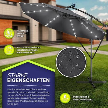 Zweefparasol - Tuinparasol - Parasol 300 cm - Met voet - Met, Verzenden, Zo goed als nieuw